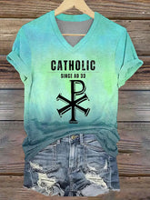 Women's Roman Catholic Traditionalist Papal V-neck T-shirt zartstils
